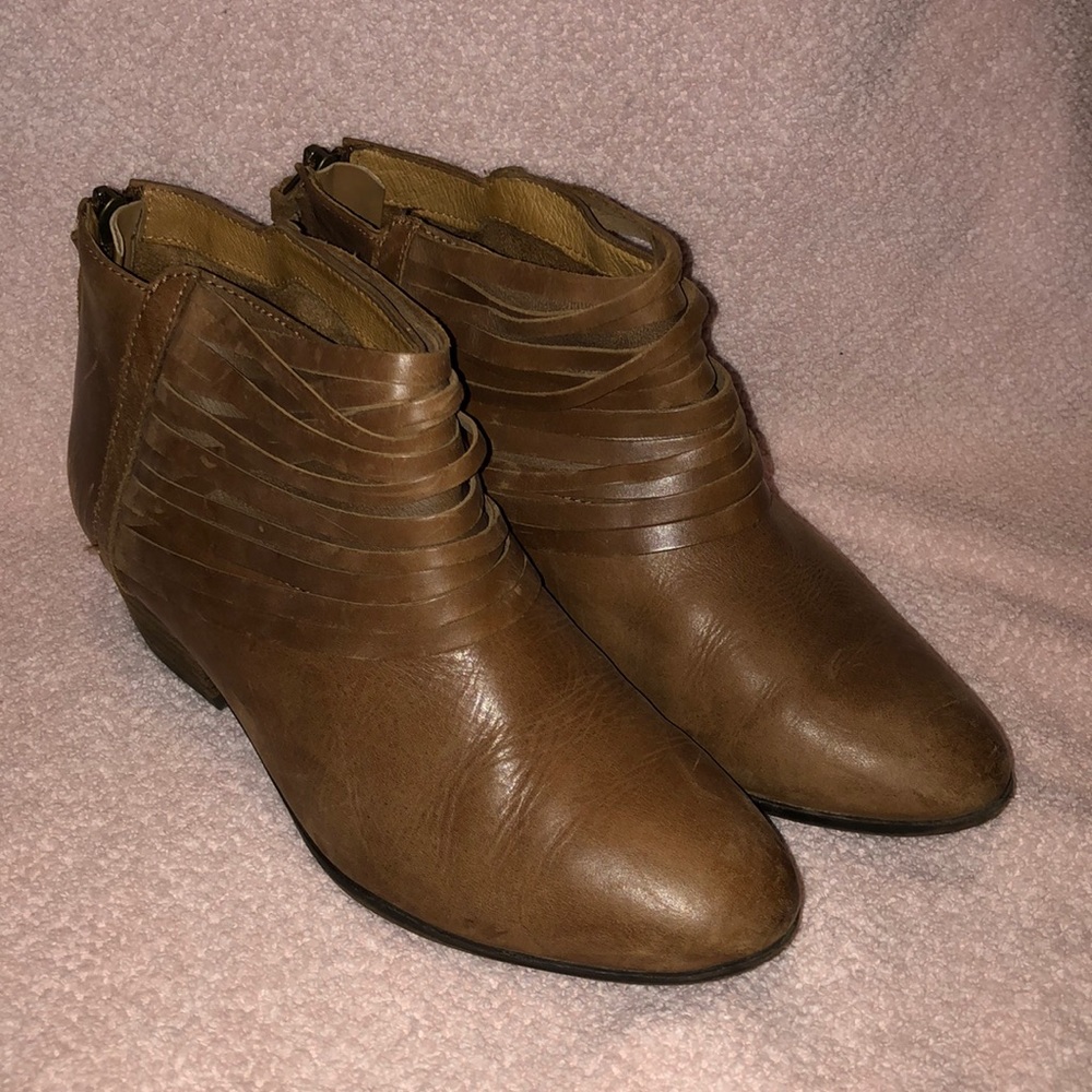 Brown faux leather ankle boots